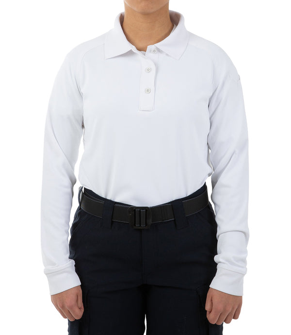 First Tactical Women's Performance Long Sleeve Polo | White | 121503