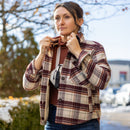 Vertx Lena Ladies Shirt Jacket - LS | Burnt Cherry Plaid | VTX7039
