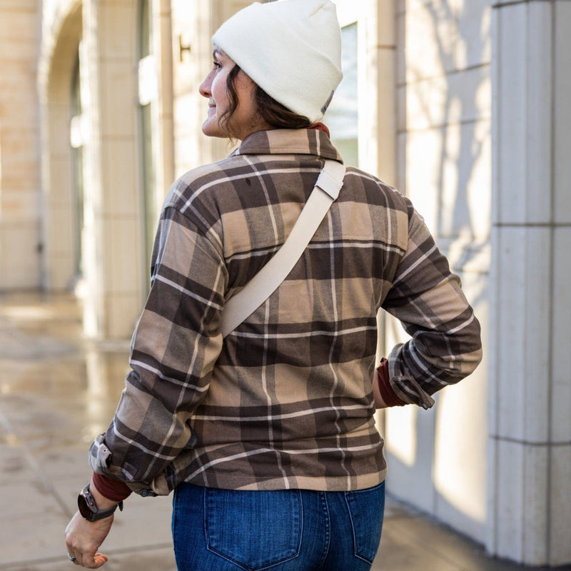 Vertx Lena Womens Stretch LS Flannel | SMOKED TAN PLAID | VTX7038