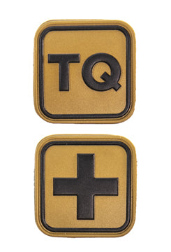 Two Coyote Brown  1.25" x 1.25" PVC patches for medical and tourniquet pouches. HSGI: MEDICAL PATCH COMBO | 2 Pack | 90MD00