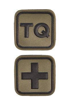 Two OD Green 1.25" x 1.25" PVC patches for medical and tourniquet pouches. HSGI: MEDICAL PATCH COMBO | 2 Pack | 90MD00