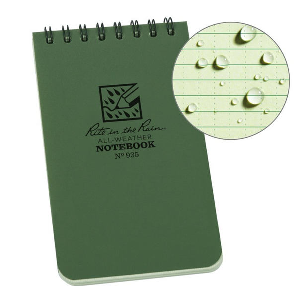 RITE IN THE RAIN TOP-SPIRAL 3X5 UNIVERSAL GREEN NOTEBOOK | RITR-935