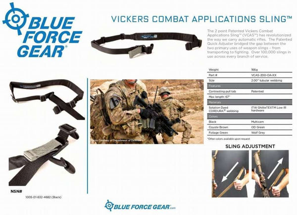 BLUE FORCE GEAR | PADDED VICKERS COMBAT SLING, NYLON ADJ & HARDWARE, OD GREEN | VCAS-200-OA-OD