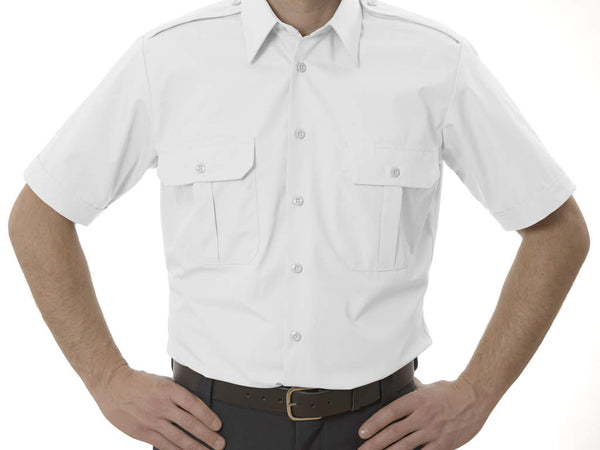 MENS SHORT SLEEVE CANADIAN MILITARY STYLE UNIFORM SHIRT | WHITE | 82S