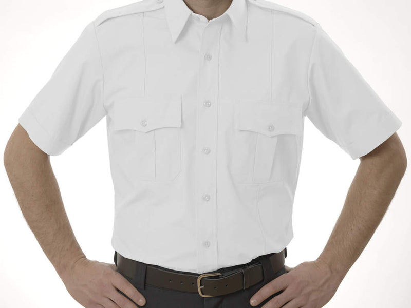 MENS SHORT SLEEVE AMERICAN MILITARY STYLE UNIFORM SHIRT | WHITE | | 82AES