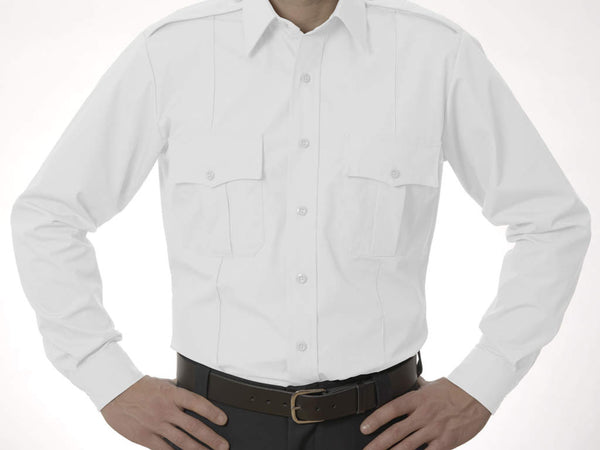 MENS LONG SLEEVE AMERICAN MILITARY STYLE UNIFORM SHIRT | WHITE | | 82AEL