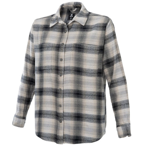Uniform Works Canada Vertx Women's Valley Flannel - LS | BLACK & WHITE OMBRE PLAID | VTX7035