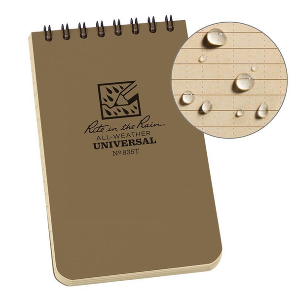 RITE IN THE RAIN TOP-SPIRAL 3X5 UNIVERSAL TAN NOTEBOOK | RITR-935T